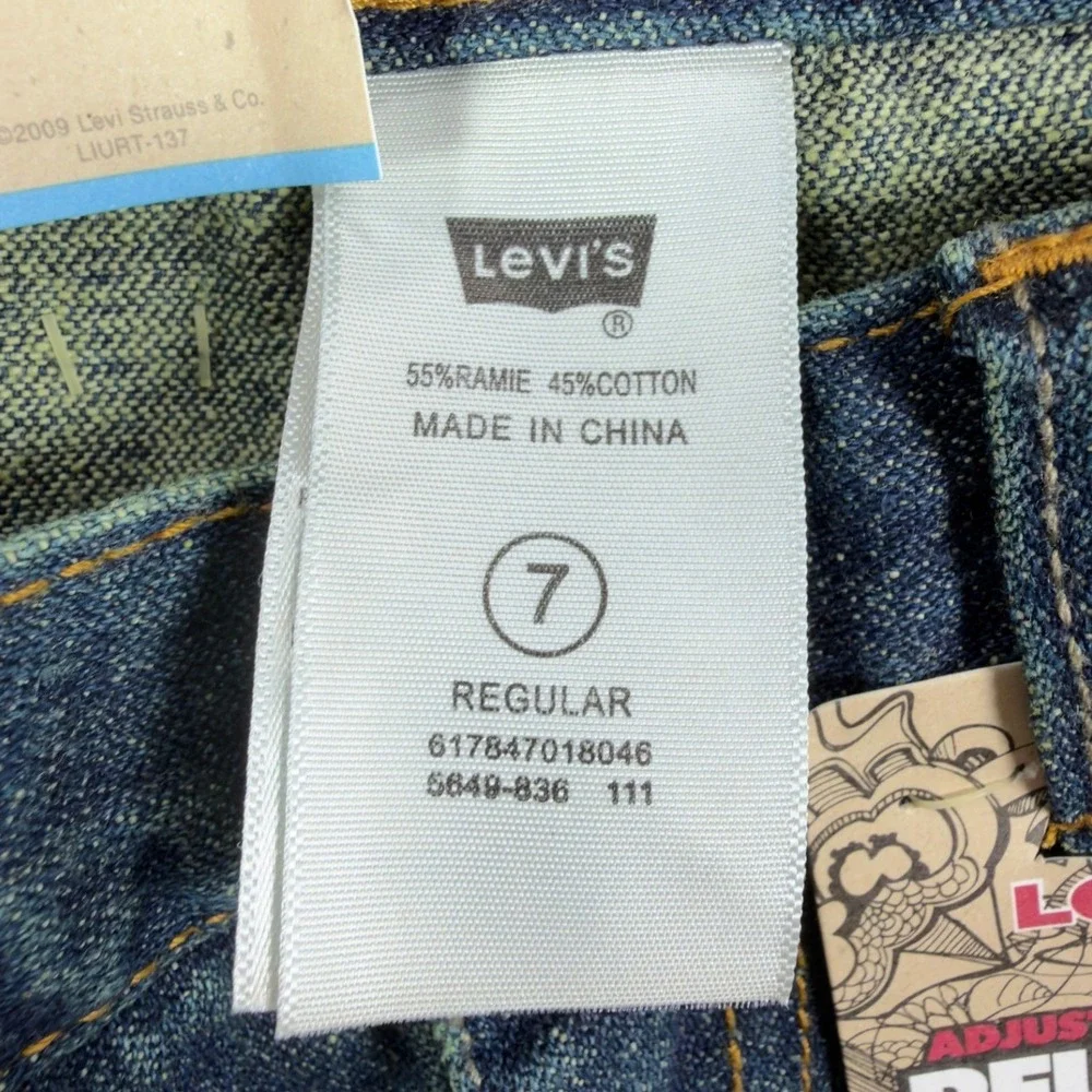 Levi's Y2K 549 Relaxed Straight Shorts Boys 7 Blue Denim NWT Adjustable Waist